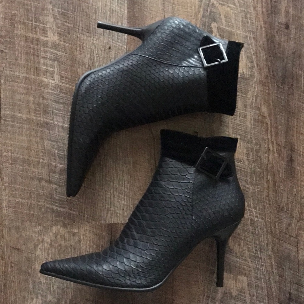 Bolaro synthetic snake skin booties